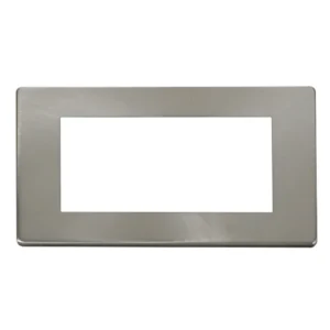 Front Plate 2 Gang 4 Media Module Brushed Stainless