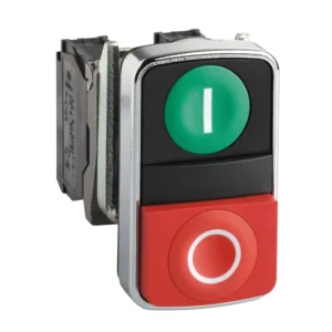 Green Flush/Red Projecting Complete Illuminated Double-Headed Pushbutton 22mm 1NO+1NC 24V