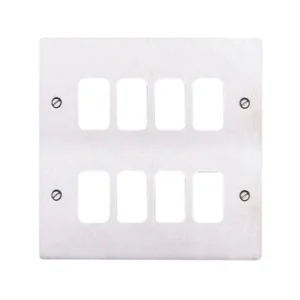MK Front Plate 8 Module 146 x 146mm Brushed Stainless Steel