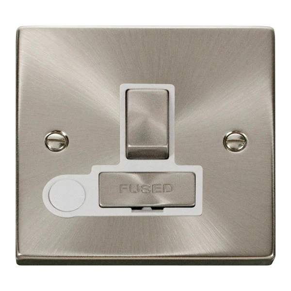 Connection Unit Ingot Switched c/w Flex Outlet White Insert Victorian 13A Satin Chrome - Image 2