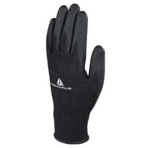 Delta Plus VE702 Black Polyester Knitted Glove / Pu Palm Size 9