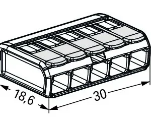 Wago Compact Splicing Connector For All Conductor Types For Ex E Applications Max. 4mm 5-Conductor With Levers Transparent Housing Operating Temperature (Max.): 105 °C 4mm Transparent