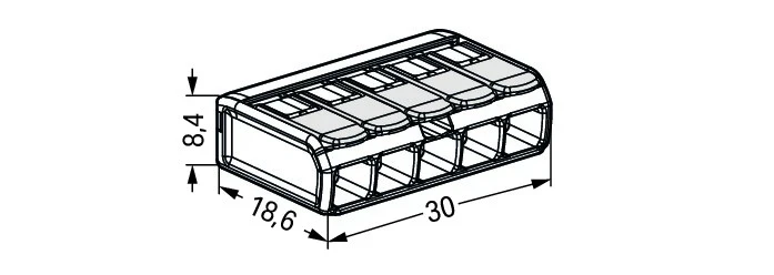 Wago Compact Splicing Connector For All Conductor Types For Ex E Applications Max. 4mm 5-Conductor With Levers Transparent Housing Operating Temperature (Max.): 105 °C 4mm Transparent