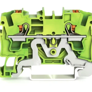 Wago 2-Conductor Ground Terminal Block With Push-Button 4mm² With Test Port Side And Center Marking For Din-Rail 35 X 15 And 35 X 7.5 Push-In Cage Clamp 4mm² Green-Yellow