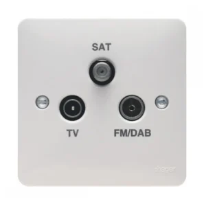 Hager Sollysta Socket TV/FM Satellite Triplexer Euro 25 x 50 x 25mm White Urea