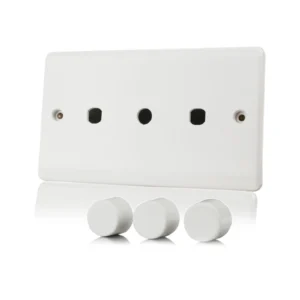 Designa 21DPLATE3 3 Gang Dimmer Plate Only and Knob Set White