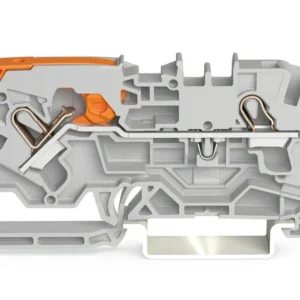 Wago 2-Conductor Through Terminal Block With Lever And Push-In Cage Clamp 4mm With Test Port Side And Center Marking For Din-Rail 35 X 15 And 35 X 7.5 Push-In Cage Clamp 4mm Grey