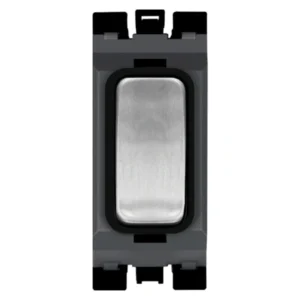 Hager Grid Switch 2 Way SP Module 20AX Brushed Steel Black Insert