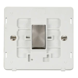 Switch Interior Ingot 1 Gang 2 Way 10AX Polar White Brushed Stainless