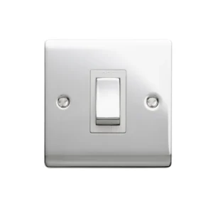 Designa 22S451 1 Gang 45A Double Pole Switch Polished Chrome with White Insert