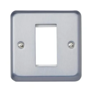 MK Front Plate Front Plate 1 Module Euro 25 x 50mm Brushed Chrome