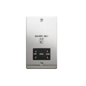 Designa 23DVSS Dual Voltage Shaver Socket Satin Steel Black Insert