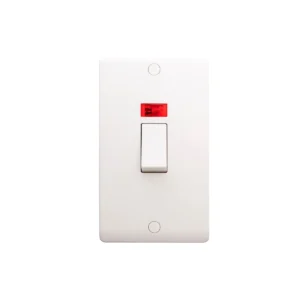 Designa 21S502L 2 Gang 50A Double Pole Switch White with Neon