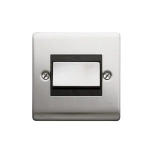 Designa 22S5FSB 1 Gang Triple Pole Fan Isolator Switch - Satin Steel With Black Insert