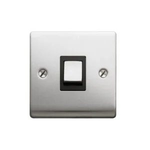 Designa 23S513B 1 Gang Intermediate 10AX Plate Switch Satin Steel with Black Insert