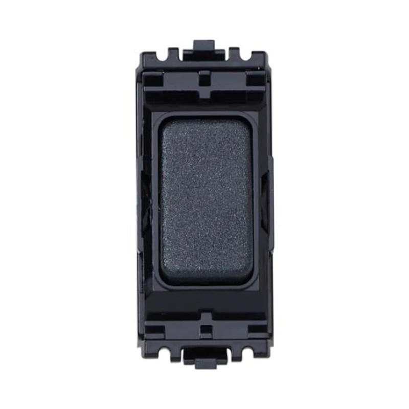 2 Way Single Pole 10A Lustrous Black Capped Rocker Black Insert Grid Switch