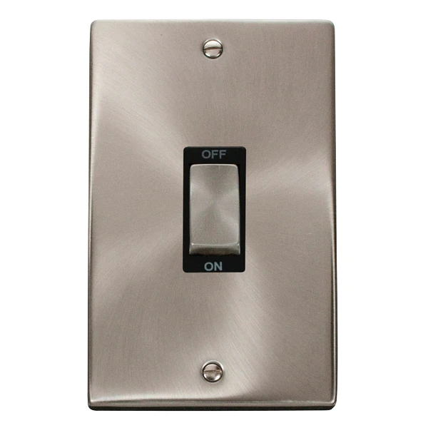 Click Deco Switch 2 Gang DP Black Insert Victorian 45A Satin Chrome