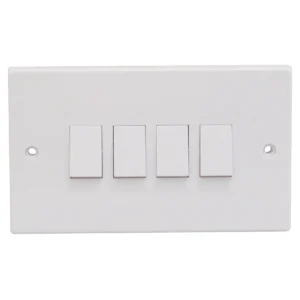 Essentials 11S542 Plate Switch 4 Gang 2 Way 10AX White