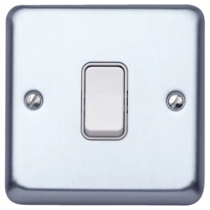 MK Plate Switch 1 Gang 2 Way SP 10A Brushed Chrome