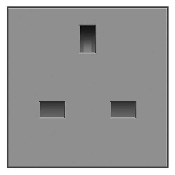 Euro Module Grey 13A UK Unswitched Socket