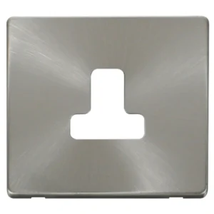 Front Plate Round Pin Socket 5A Brushed Stainless