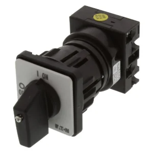 On-Off switch T0 20 A centre mounting 1 contact unit(s) 2 pole with black thumb grip and front plate