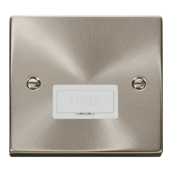 Connection Unit Fused Spur 13A Satin Chrome White Insert Victorian - Image 2