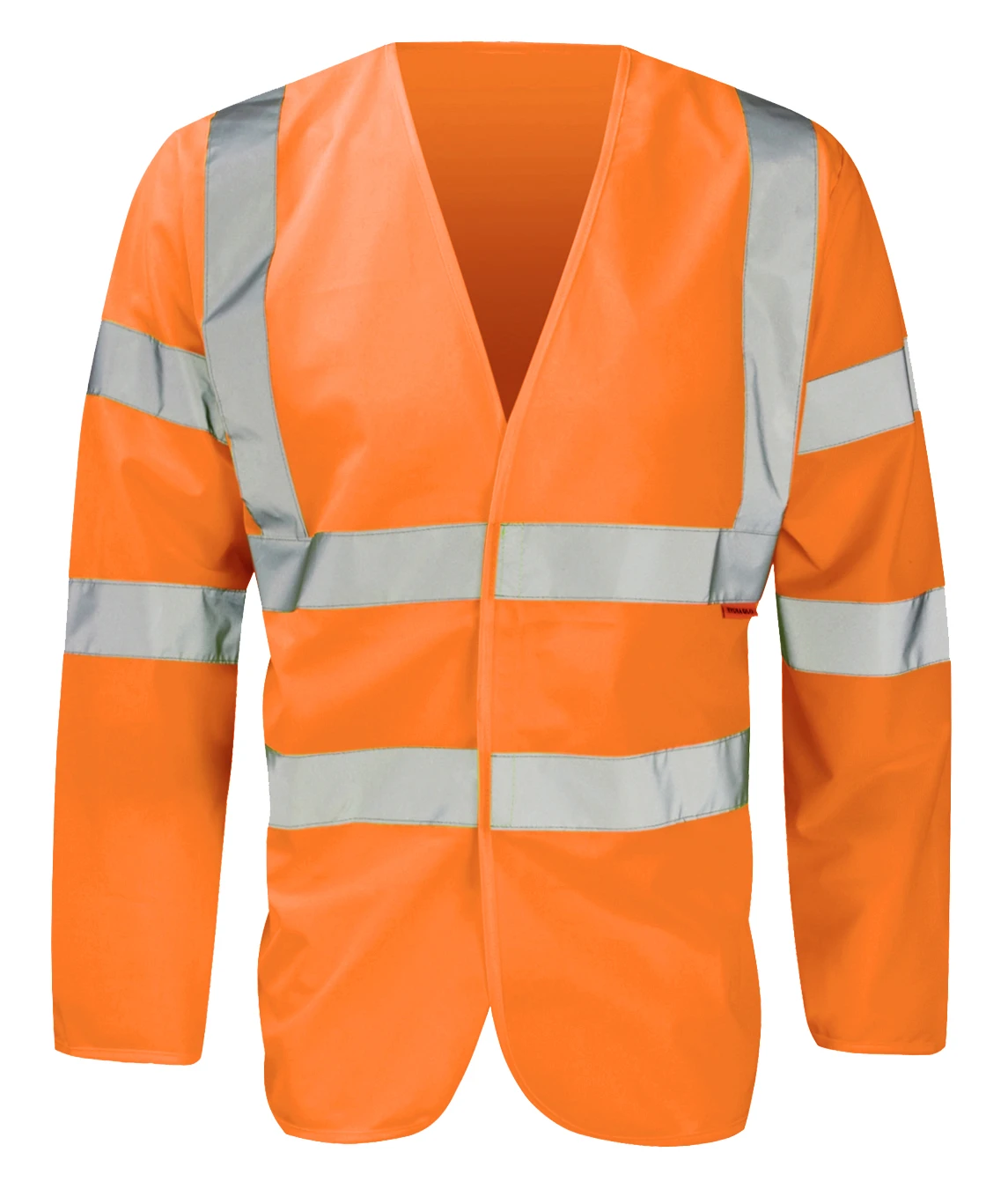 HI-Vis 2-Band & Brace Velcro Long Sleeve Waistcoat Medium Orange - Image 3