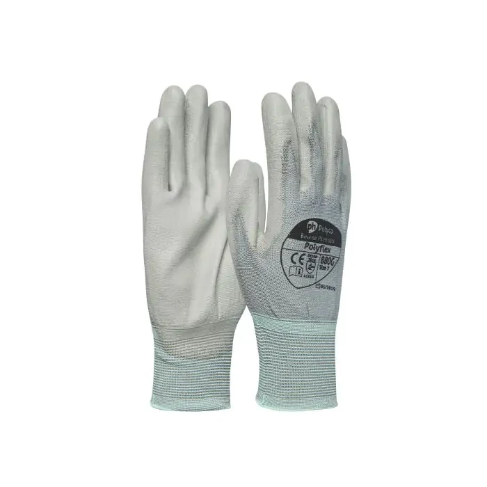 Gloves Polyflex Seamless Knitted Tear Resistance Size 8 Grey - Image 3