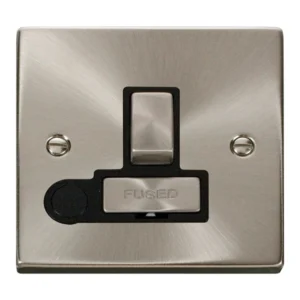 Click Deco Connection Unit Ingot Switched c/w Flex Outlet Black Insert Victorian 13A Satin Chrome