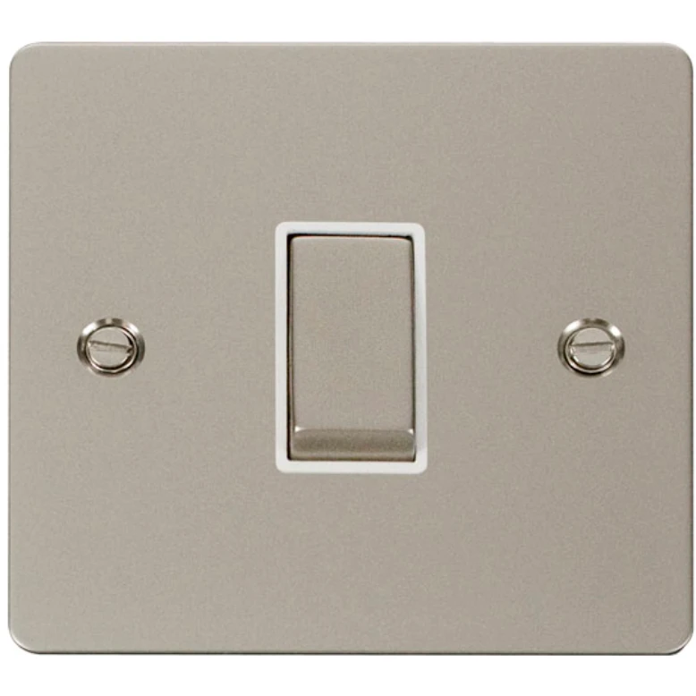 Plate Switch 1 Gang 2 Way 10A Pearl Nickel White Insert