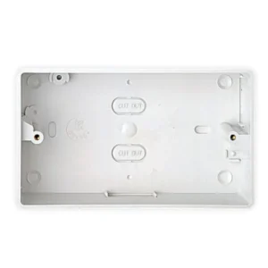 Box Switch + Socket Surface 2 Gang 25mm White PVC-U Round Corners