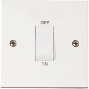 45A 1 Gang Double Pole Plate Switch With White Rocker