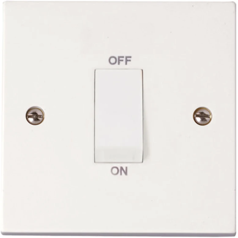 45A 1 Gang Double Pole Plate Switch With White Rocker - Image 2