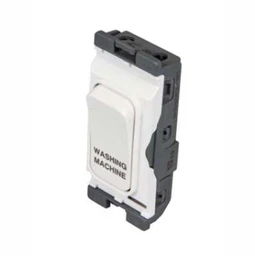 Hager Grid Switch 1 Way DP Module LED Indicator 20A White Marked Washing Mac