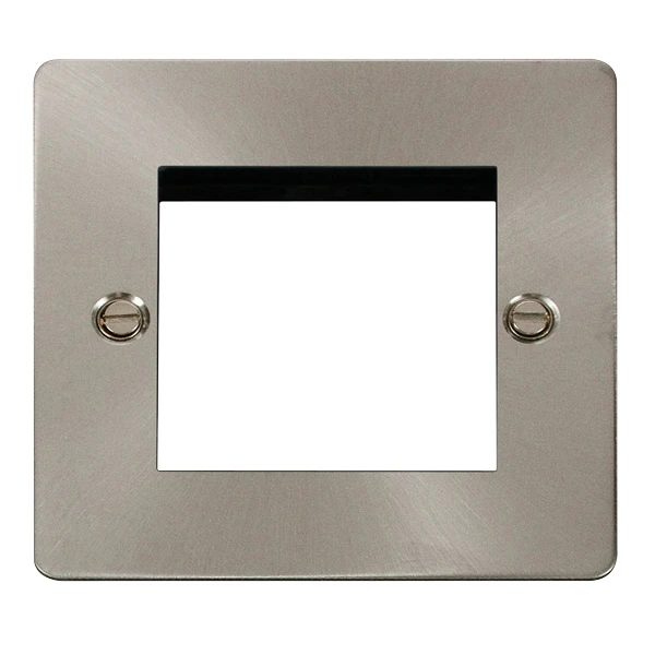 Front Plate 1 Gang Twin Aperture Brushed Stainless - Image 2
