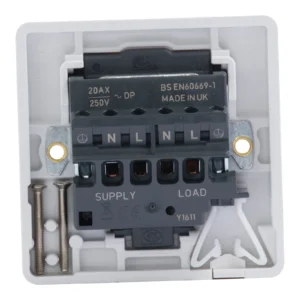 Logic Plus Switch DP c/w Neon Base Flex Outlet 20A White