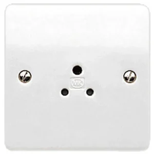 MK Socket 1 Gang Unswitched 3 Pin Round 2A White