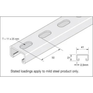 B Channel 21mm x 41mm Slotted Pre Galvanised Steel {6Mtr}