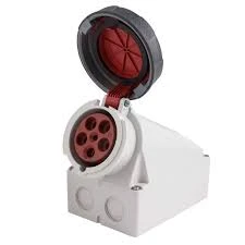63A 400V 5 Pole 6 Hour Clock Position Wall Mounted Socket