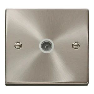 Socket Coaxial Single Satin Chrome White Insert Victorian