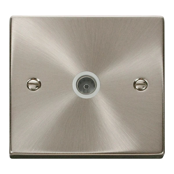 Socket Coaxial Single Satin Chrome White Insert Victorian