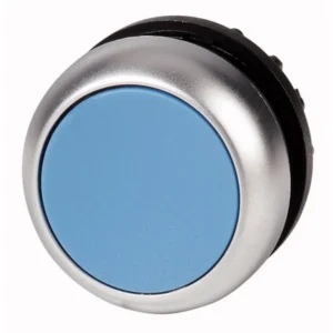 Actuator Push Button Flush Spring Return Blue Front Ring Titanium