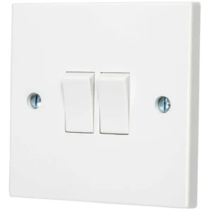Plate Switch 2 Gang 2 Way Fixing Screws 10A White
