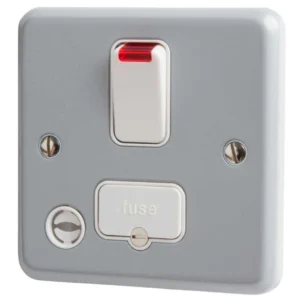 Connection Unit Double Pole Switched Fused Spur Incl Neon 13A Aluminium Flex Out