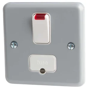 Connection Unit Double Pole Switched Fused Spur Incl Neon Surface 13A Aluminium