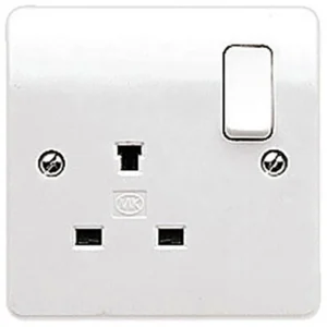MK Socket 1 Gang Switched Double Pole Non Standard 13A White