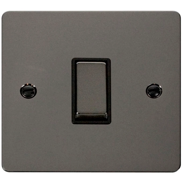 Plate Switch 1 Gang Intermediate 10A Black Nickel Black Insert - Image 2