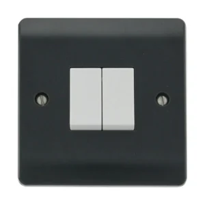 Plate Switch 2 Gang 2 Way 10A Anthracite Grey
