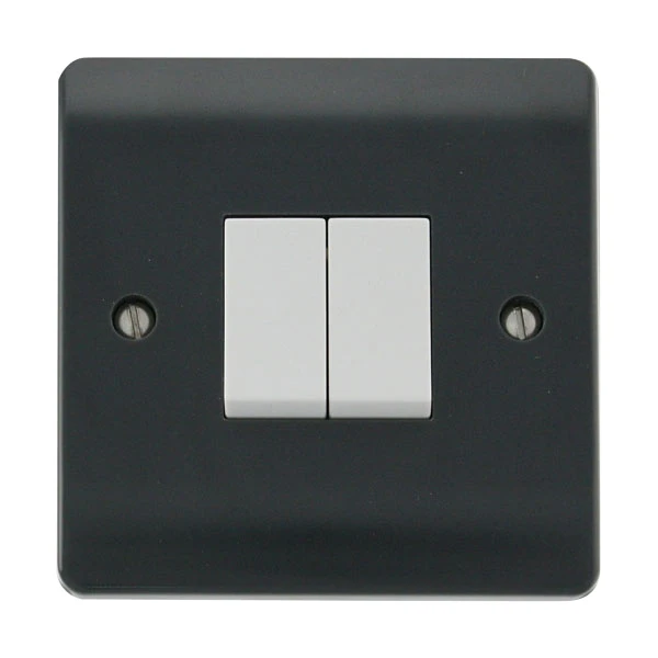 Plate Switch 2 Gang 2 Way 10A Anthracite Grey